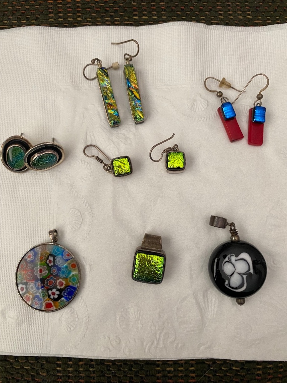 Sterling Art Glass Foil Glass, Millefiori & More Jewelry Lot